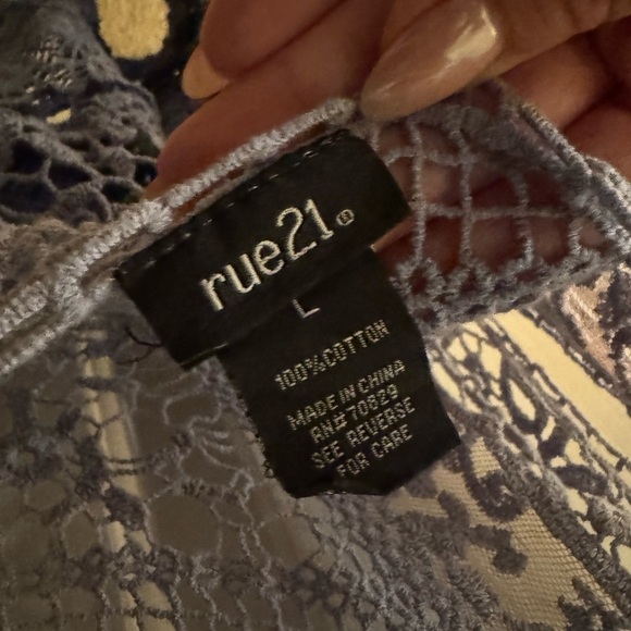 Rue21 Gray and Blue Crochet Asymmetrical Tank Top - Picture 2 of 2